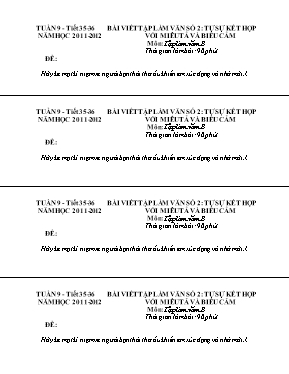 Đề và đáp án viết bài tập làm văn số 2 Ngữ văn lớp 8 - Năm học 2011-2012